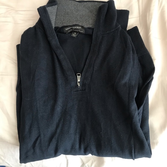 Banana Republic - Men’s Navy Half- Zip Sweater - M - Picture 4 of 6